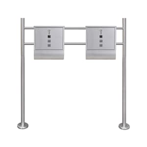 Dobbel postkasse på stativ rustfritt stål