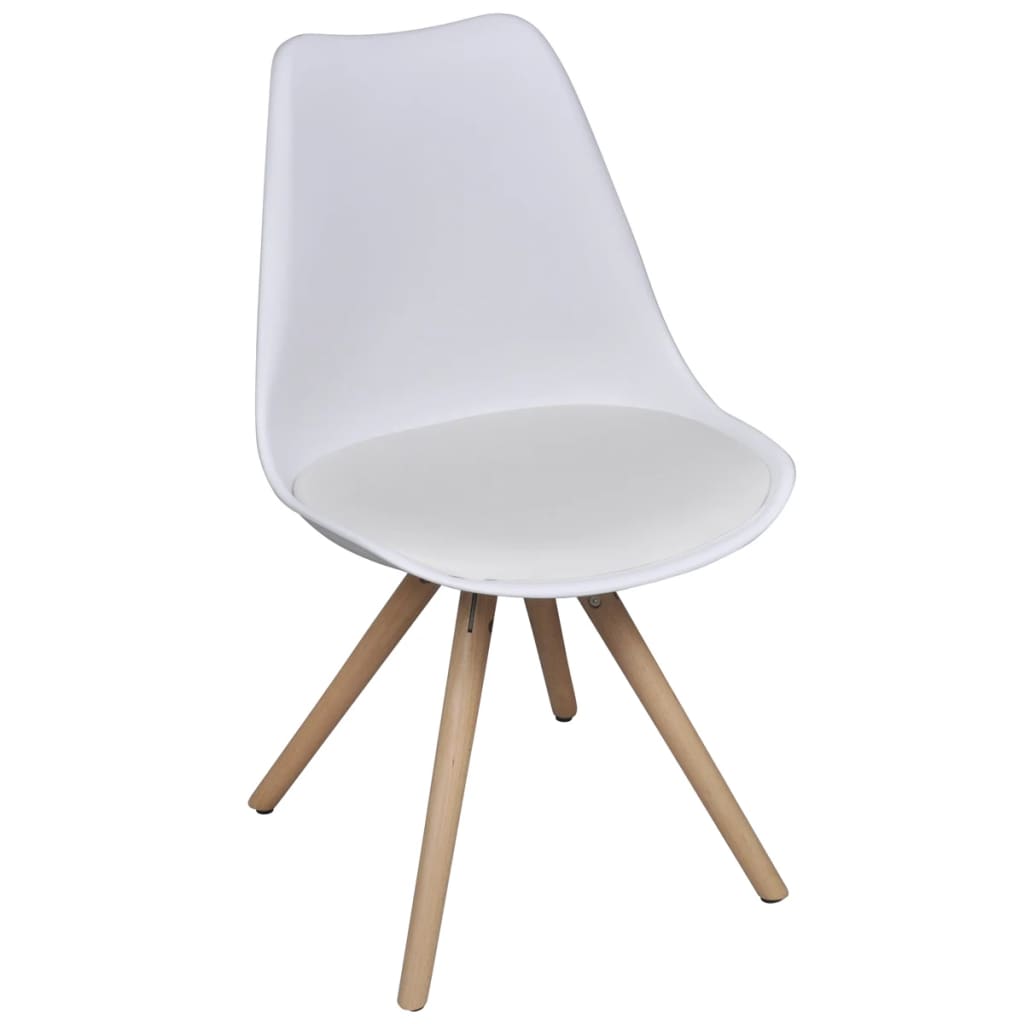 2 pcs White Artificial Leather Dining Chairs