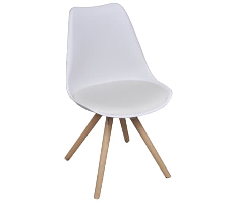 4 pcs White Artificial Leather Dining Chairs
