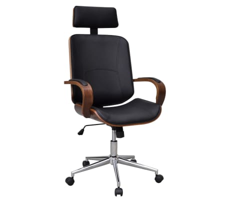 Artificial Leather Office Chair Adjustable Swivel Bentwood W