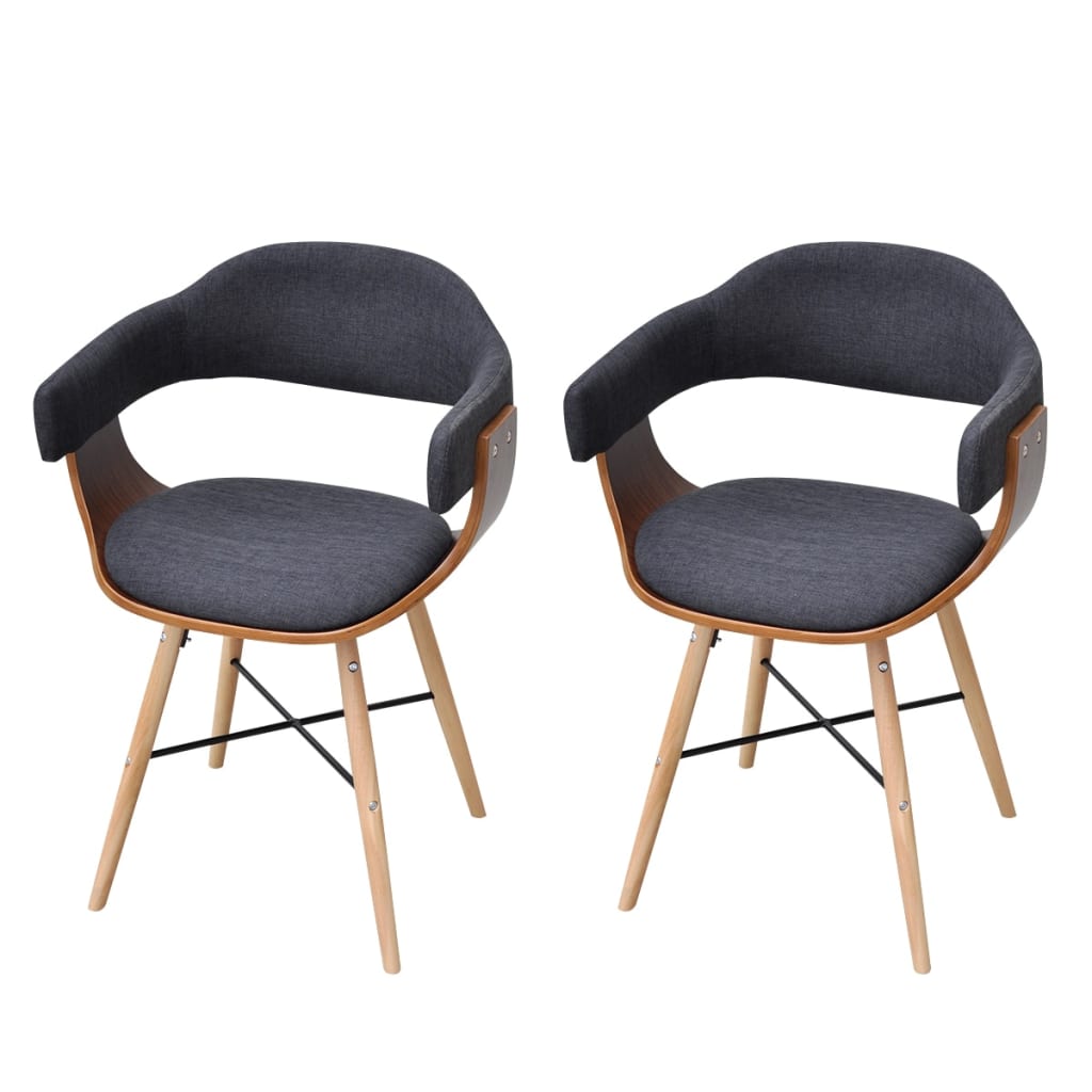 Image of vidaXL 2 pcs Dining Chair Bentwood with Fabric Upholstery