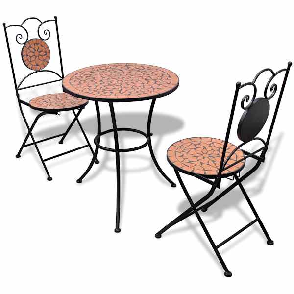 vidaXL 3-kohaline bistrookomplekt, keraamilised plaadid, terrakota