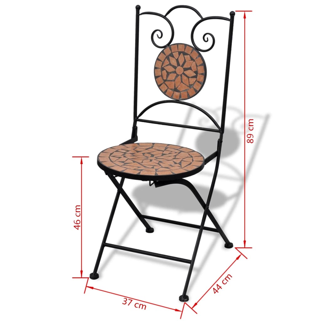 3dílný bistro set mozaikový keramický terakota