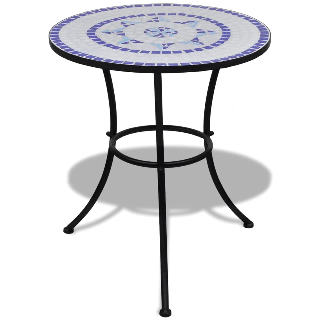 VidaXL - vidaXL Bistrotafel met 2 stoelen 60 cm mozaïek blauw/wit