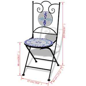3dílný bistro set mozaikový keramický modro-bílý - obrázek 12