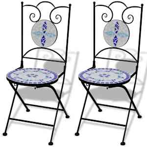 3dílný bistro set mozaikový keramický modro-bílý - obrázek 6