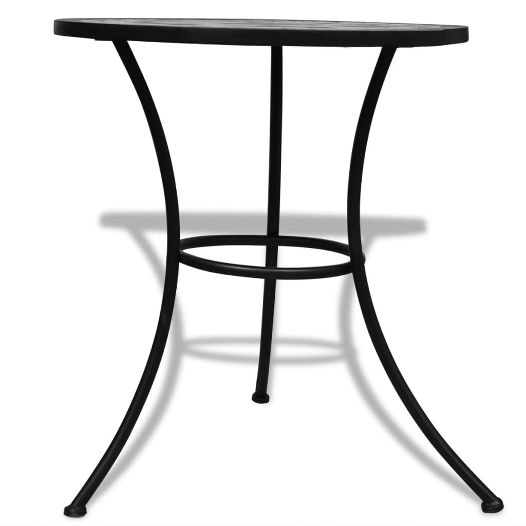 Mozaikowy zestaw mebli ogrodowych: stół + 2 krzesła, czarno-biały, 60x70cm