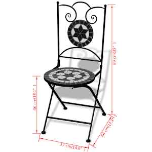 3dílný bistro set mozaikový keramický černý a bílý - obrázek 12