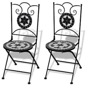 3dílný bistro set mozaikový keramický černý a bílý - obrázek 3