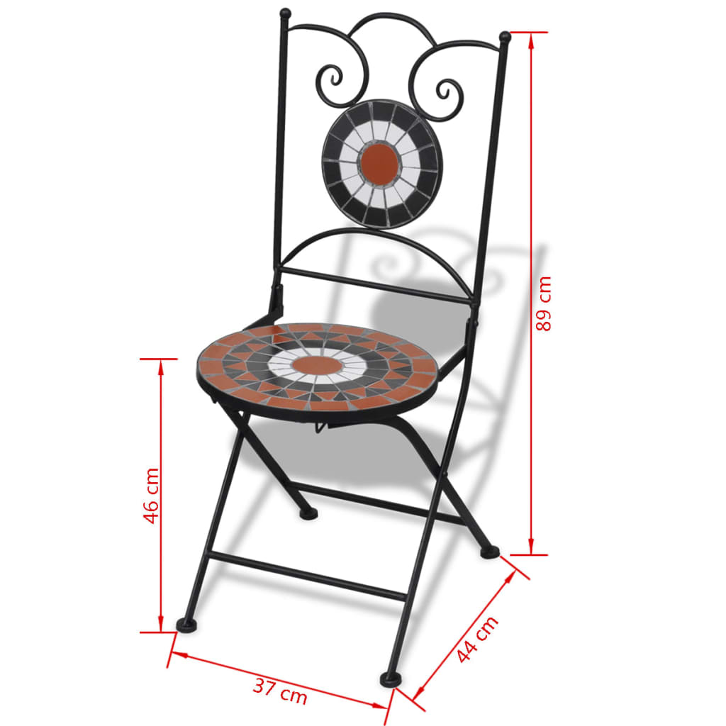 Zestaw mebli ogrodowych - stół + 2 krzesła, terakota/biały, 60x70cm