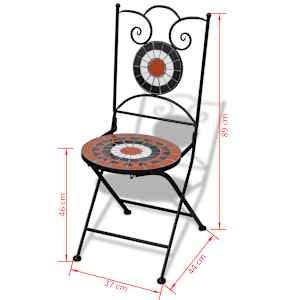 3dílný bistro set mozaikový keramický terakota a bílý - obrázek 12