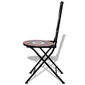 3dílný bistro set mozaikový keramický terakota a bílý - obrázek 6