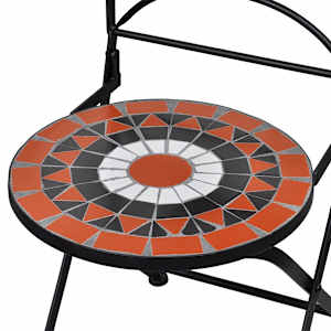 3dílný bistro set mozaikový keramický terakota a bílý - obrázek 7