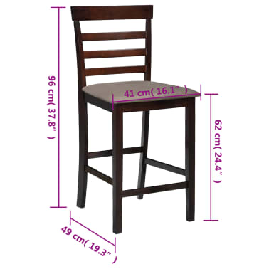 vidaXL Chaises de bar 2 pcs Marron Tissu | vidaXL Chaises de bar 2 pcs Marron Tissu |