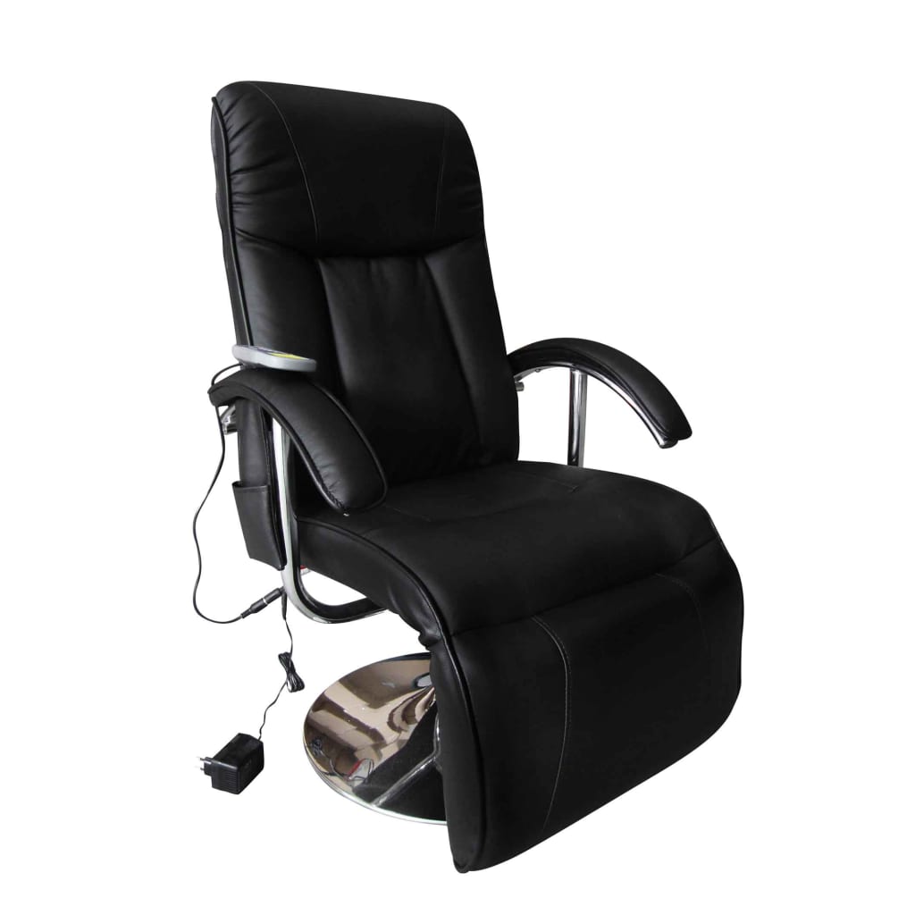 vidaXL Massage Chair Black Faux Leather