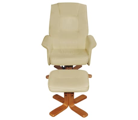 vidaXL TV Armchair with Footstool Cream Faux Leather