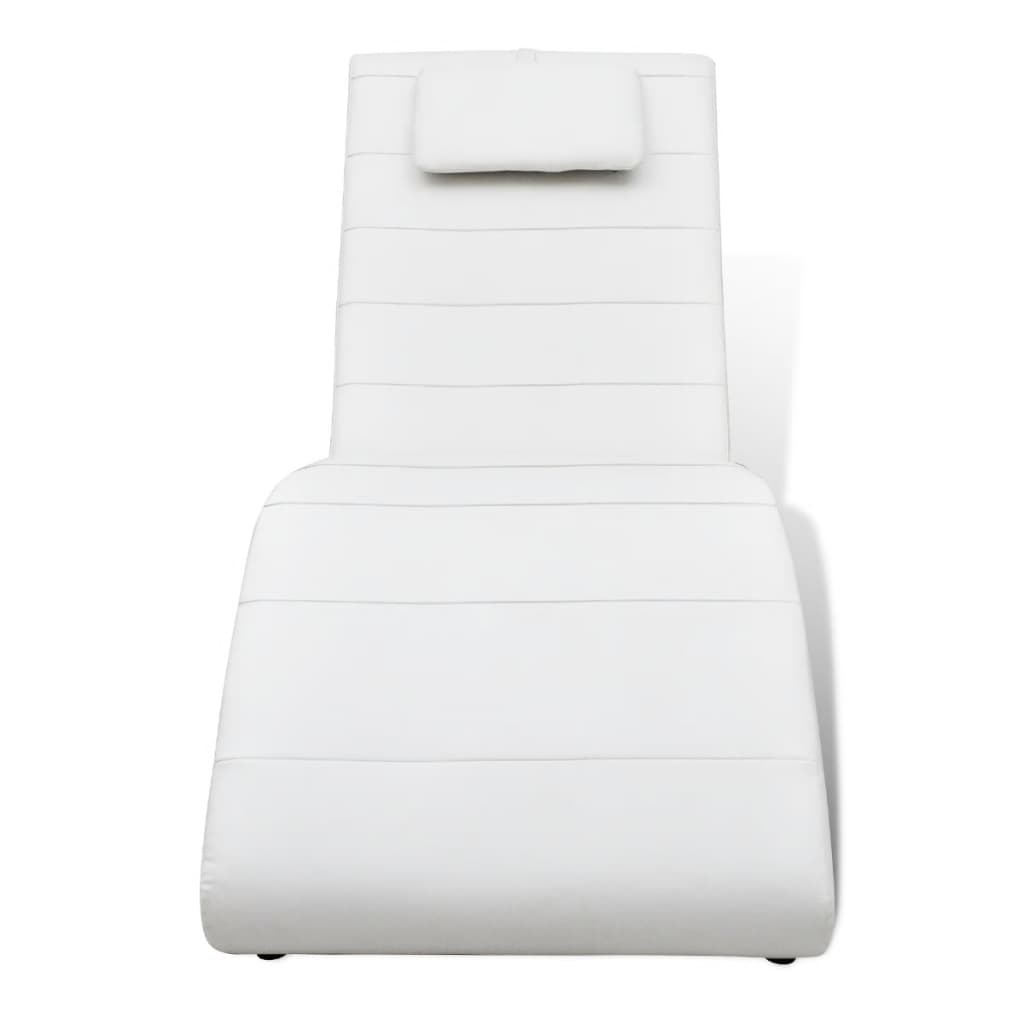 vidaXL Chaise Longue with Pillow White Faux Leather