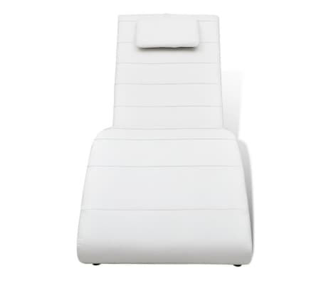 vidaXL Chaise Longue with Pillow White Faux Leather