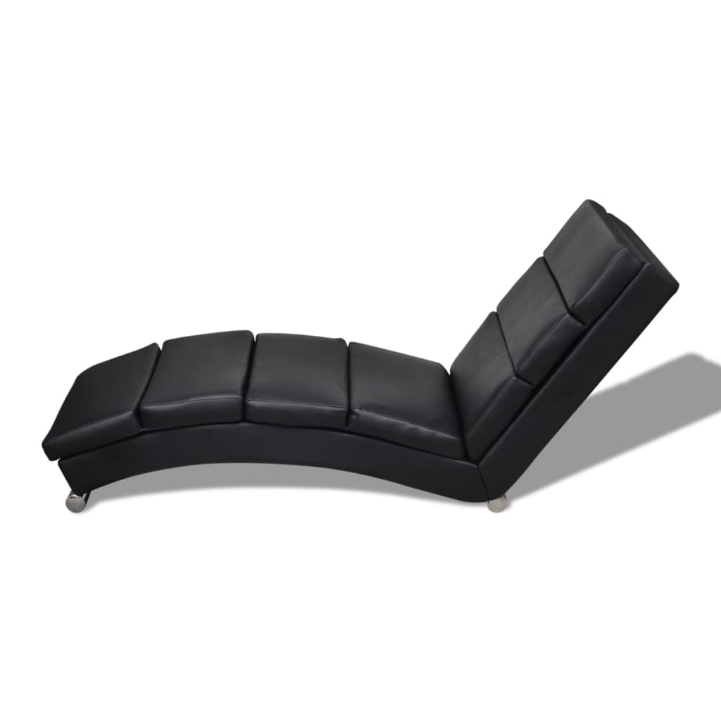 vidaXL Chaise Longue Black Faux Leather