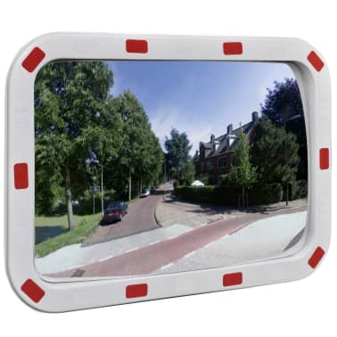 Espelho retrovisor convexo retangular 40 x 60 cm com refletores[1/5]