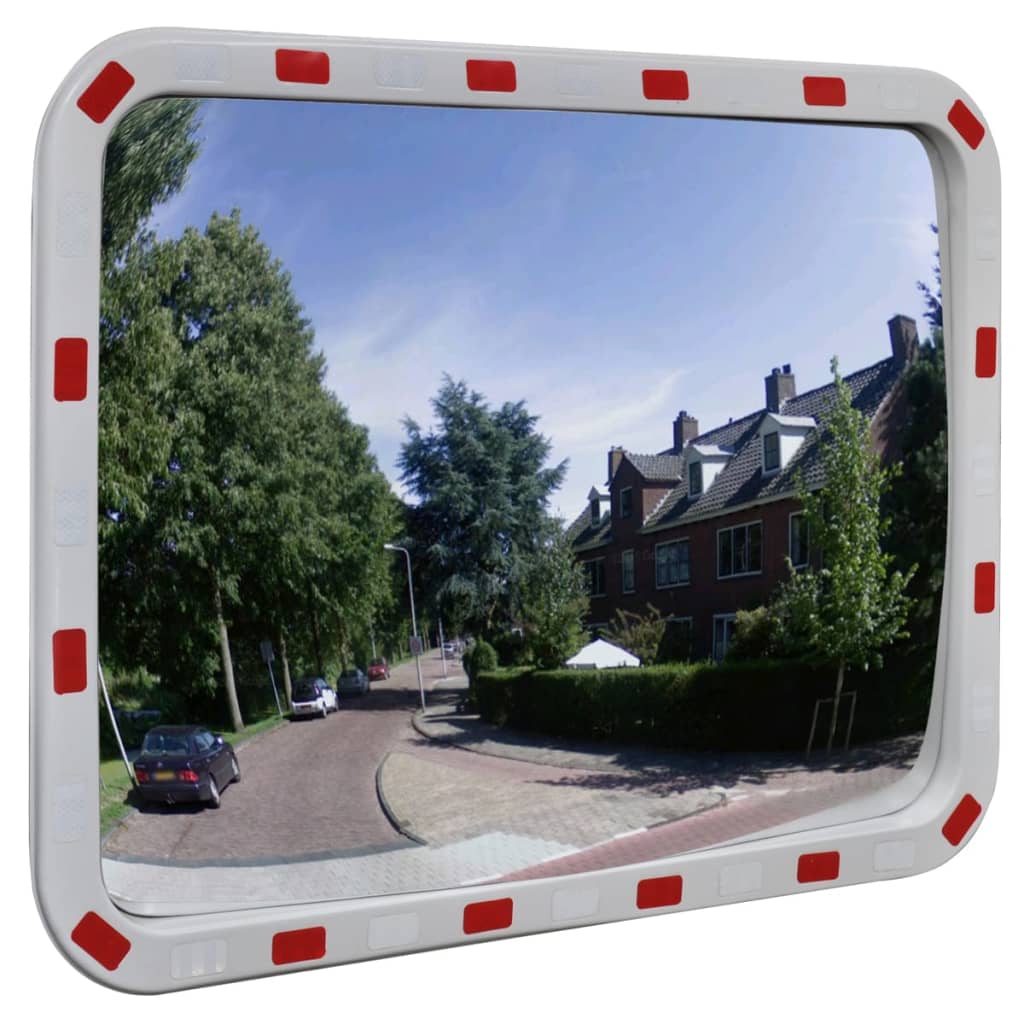 Oglindă de trafic convexă dreptunghiulară, 60 x 80 cm, cu reflectoare poza 2021 vidaXL