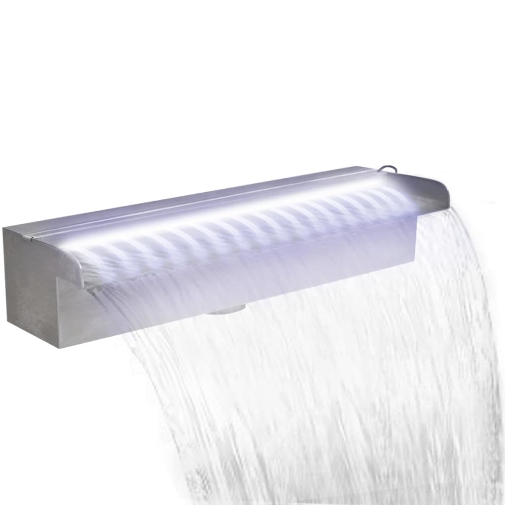 Fântână piscină dreptunghiulară LED-uri 45 cm oțel inoxidabil