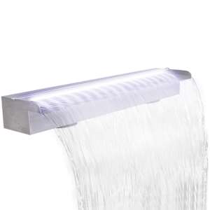 Pravokotna fontana za bazen LED slap nerjaveče jeklo 90 cm