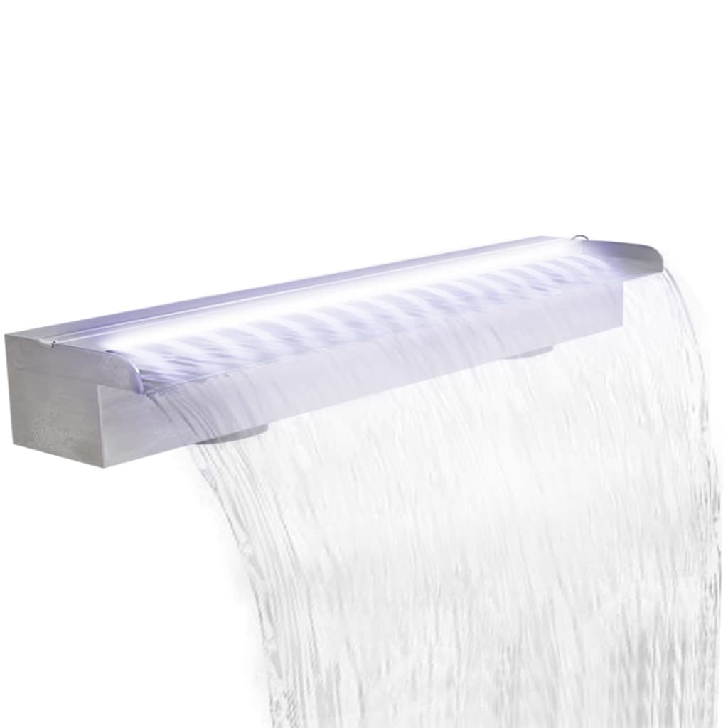 vidaXL Négyszögletes rozsdamentes acél medence szökőkút LED fényekkel 90 cm