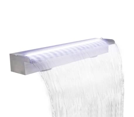 vidaXL Правоъгълен фонтан за басейн, LED, неръждаема стомана, 90 см