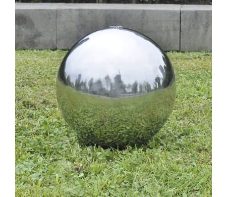 vidaXL Fântână sferică de grădină cu LED-uri, 40 cm, oțel inoxidabil