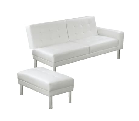 vidaXL Sofa lova, dirbtinė oda, balta, reguliuojama