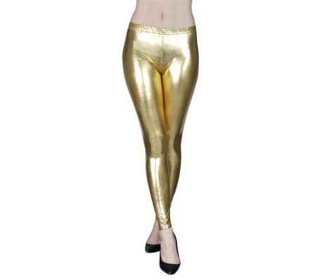 2 St&uuml;ck Goldene Wet Look-Leggings M/L