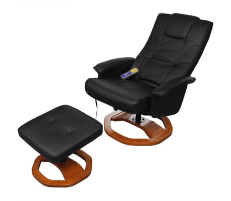 vidaXL Massasjestol med skammel svart kunstig skinn