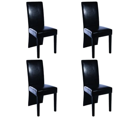 vidaXL Dining Chairs 4 pcs Black Faux Leather