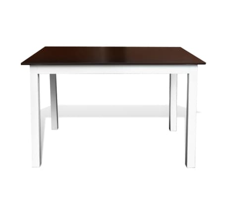 vidaXL Mesa de salón comedor rectangular madera maciza blanca y marrón