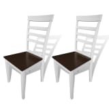 vidaXL Dining Chairs 2 pcs Solid Wood Brown and White