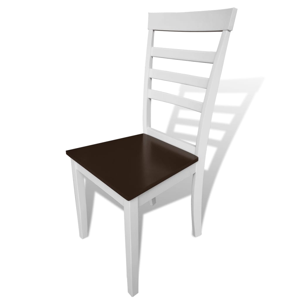 vidaXL Трапезни столове, 2 бр, бяло и кафяво, масивно дърво и МДФ