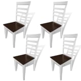 vidaXL Dining Chairs 4 pcs Solid Wood Brown and White