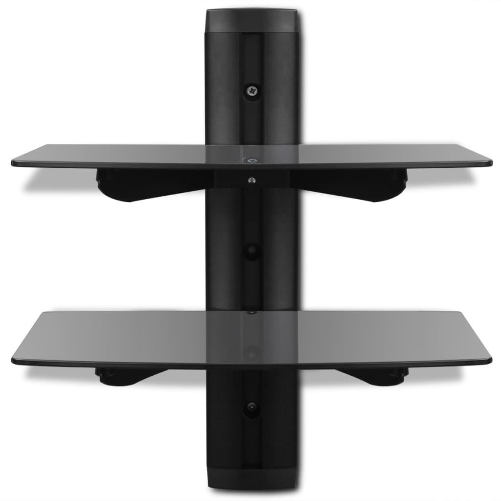 

vidaXL Wandschap 2-laags glas zwart