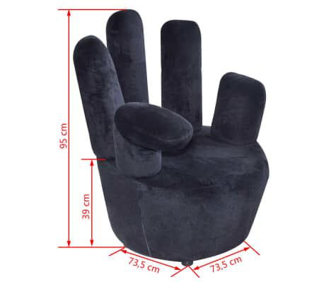 Hand Chair Velvet Lounge Sofa Black Grey Fingers Home Office