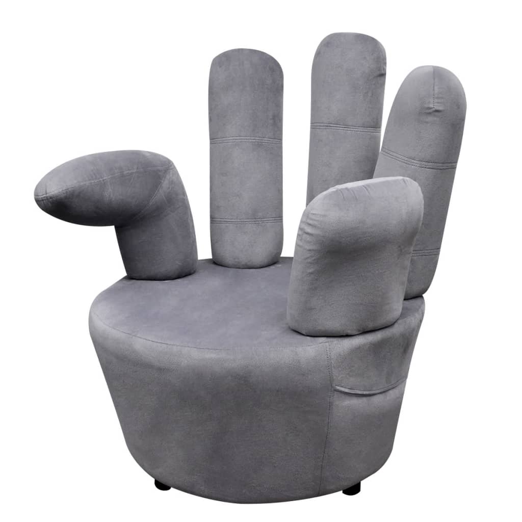1: vidaXL stol håndformet fløjl grå