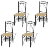 4 Dining Chairs with Steel Frame Light Brown