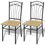 2 Dining Chairs with Steel Frame Light Brown