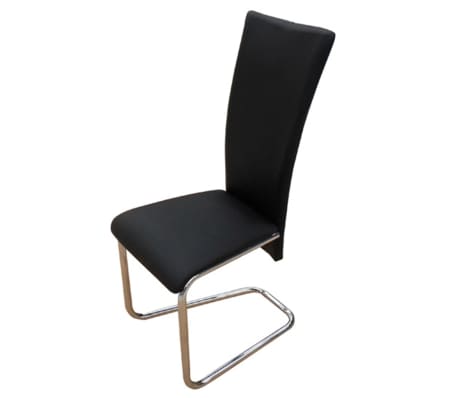 vidaXL Cantilever Dining Chairs 2 pcs Black Faux Leather