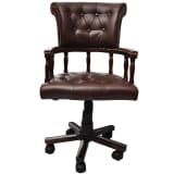vidaXL Chesterfield Captain's Swivel Office Chair Brown Real Leather