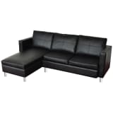 vidaXL Sectional Sofa 3-Seater Leather Black