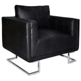 Black Luxury Cube Armchair with Chrome Feet