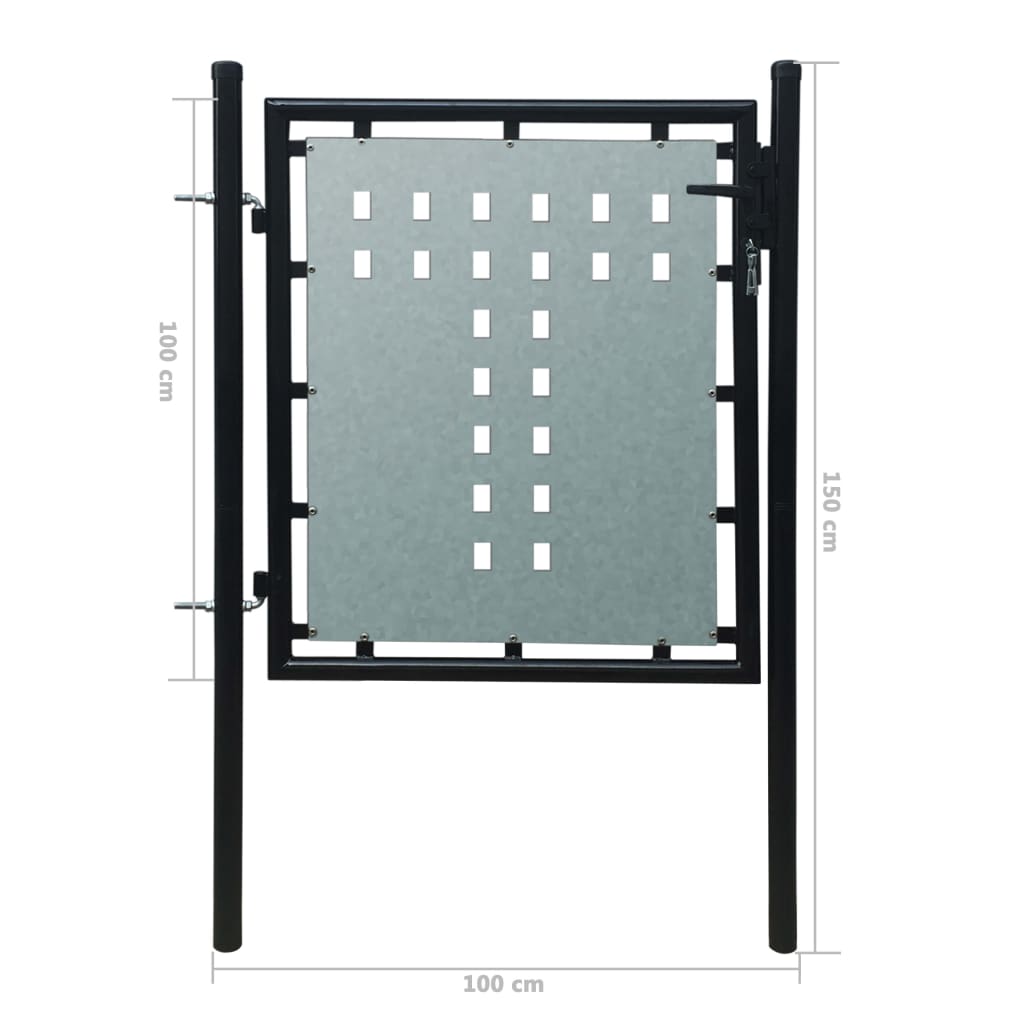  Čierna jednokrídlová plotová brána 100x150 cm