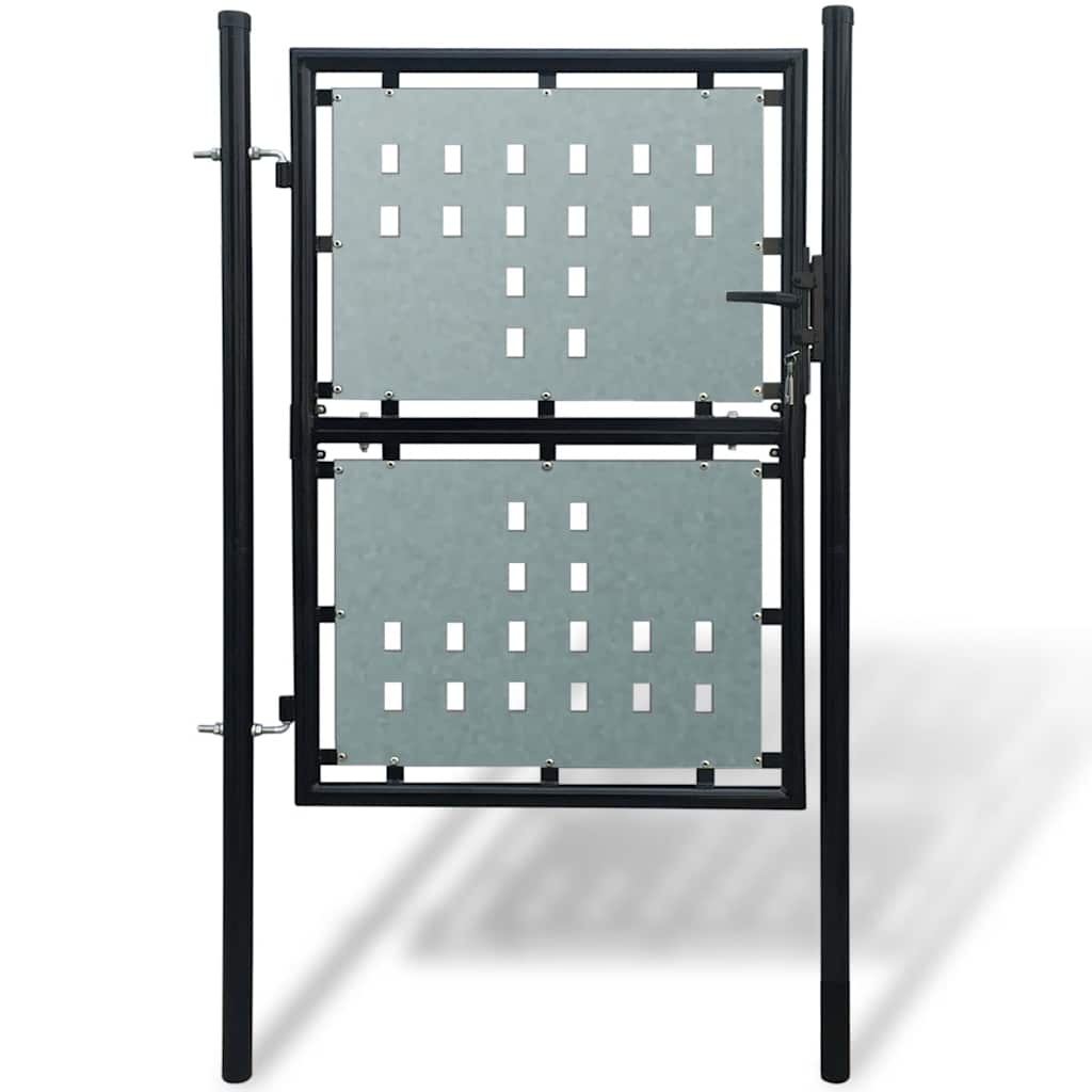 vidaXL Poartă de gard cu o singură ușă neagră 100x125 cm
