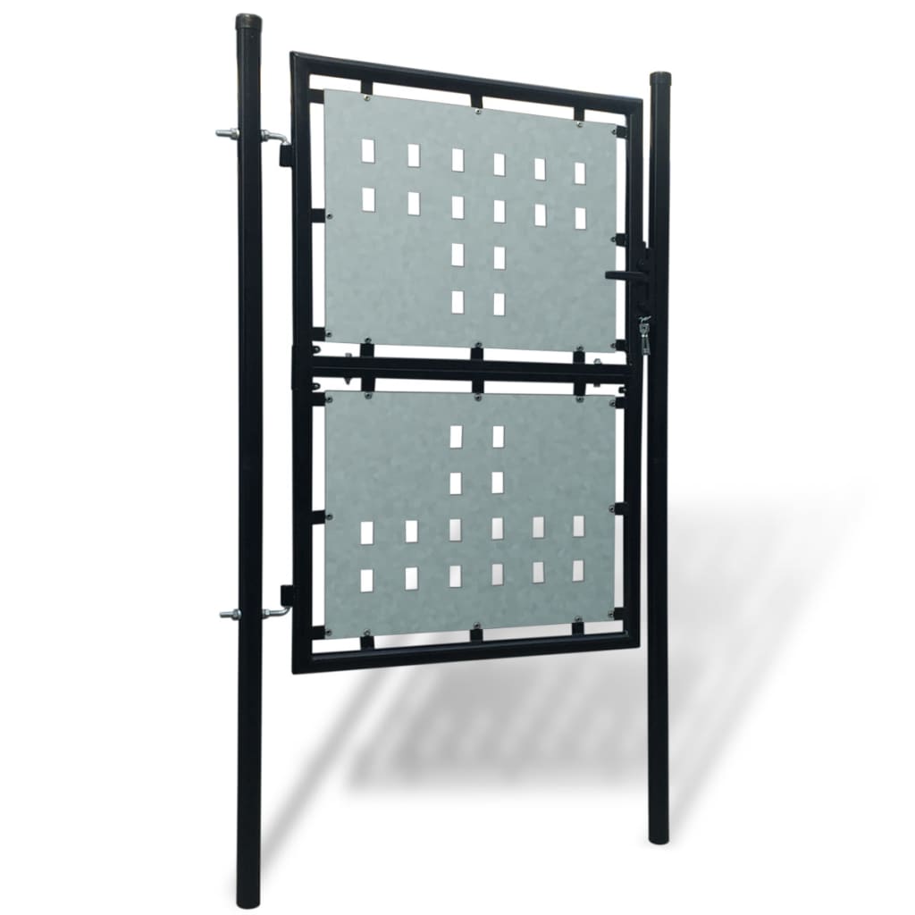 Poartă de gard cu o ușă, negru, 100×200 cm